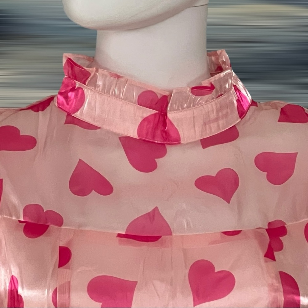 Peach Love California Pink Heart Sheer Mini Dress - Picture 12 of 13